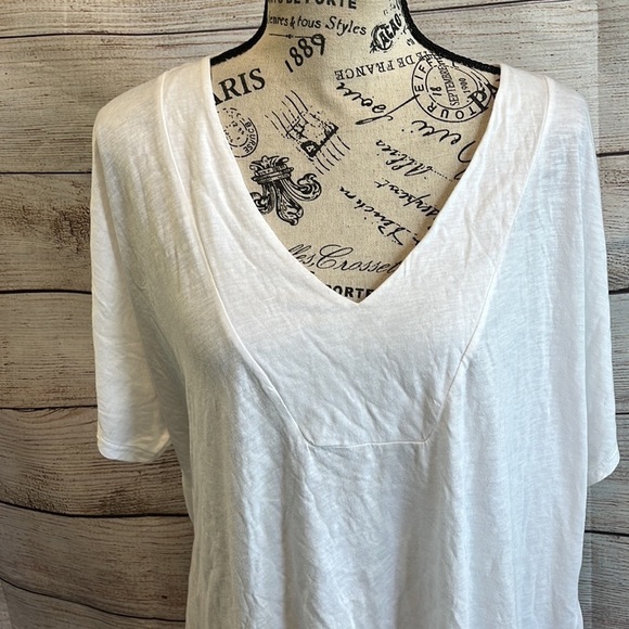 Michael Stars V-neck Original Tee Shirt Luxe Slub Short Sleeves Caftan NWT White - Picture 2 of 8